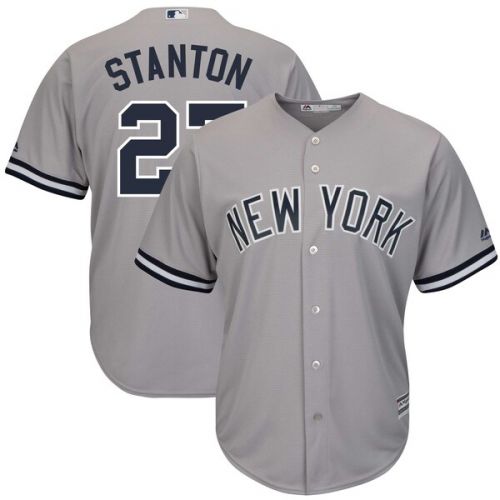  Men's New York Yankees Giancarlo Stanton Majestic Gray Big & Tall Alternate Cool Base Replica Player Jersey