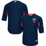 Men's Minnesota Twins Majestic NavyRed Authentic Collection On-Field 34-Sleeve Batting Practice Jersey