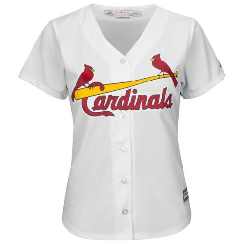  Women's St. Louis Cardinals Majestic White Home Plus Size Cool Base Jersey