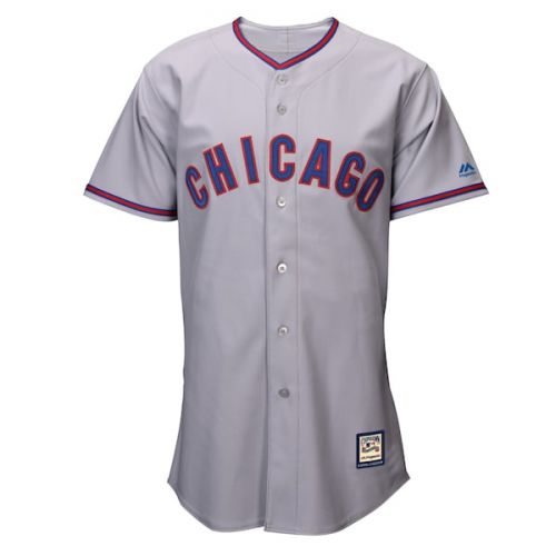  Men's Chicago Cubs Majestic Gray Cooperstown Collection Replica Cool Base Jersey