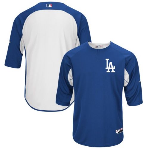  Men's Los Angeles Dodgers Majestic RoyalWhite Authentic Collection On-Field 34-Sleeve Batting Practice Jersey