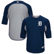Men's Detroit Tigers Majestic NavyGray Authentic Collection On-Field 34-Sleeve Batting Practice Jersey
