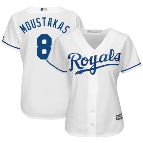  Women's Kansas City Royals Mike Moustakas Majestic White Home Cool Base Player Jersey
