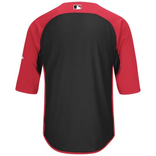  Men's Cincinnati Reds Majestic RedBlack Authentic Collection On-Field 34-Sleeve Batting Practice Jersey