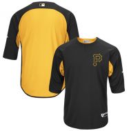 Men's Pittsburgh Pirates Majestic BlackGold Authentic Collection On-Field 34-Sleeve Batting Practice Jersey