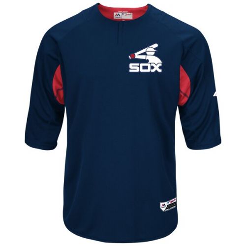  Men's Chicago White Sox Majestic NavyRed Authentic Collection On-Field 34-Sleeve Batting Practice Jersey