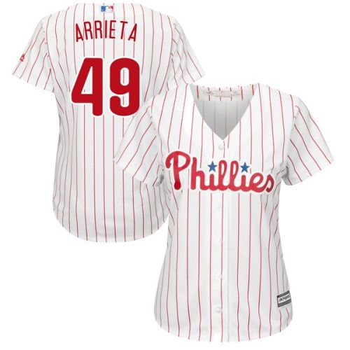  Women's Philadelphia Phillies Jake Arrieta Majestic White Cool Base Player Jersey