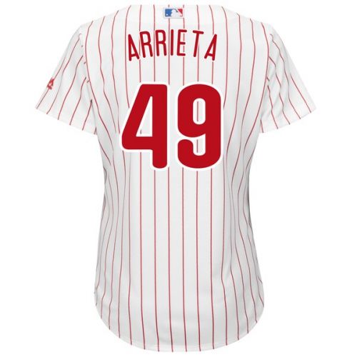  Women's Philadelphia Phillies Jake Arrieta Majestic White Cool Base Player Jersey