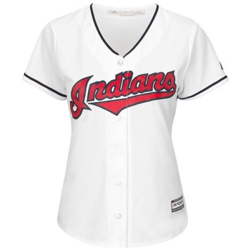  Women's Cleveland Indians Andrew Miller Majestic White Home Cool Base Jersey