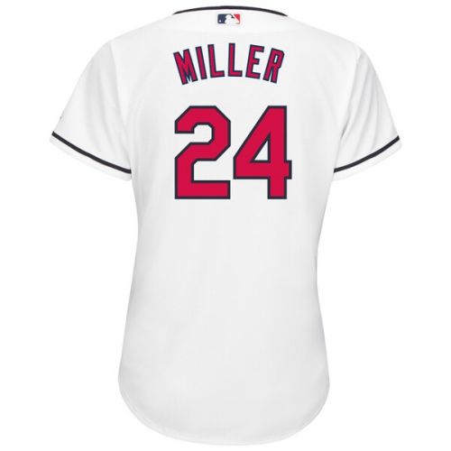  Women's Cleveland Indians Andrew Miller Majestic White Home Cool Base Jersey