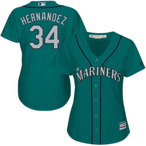  Women's Seattle Mariners Felix Hernandez Majestic Northwest Green Alternate Cool Base Player Jersey