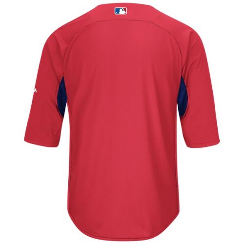  Men's Philadelphia Phillies Majestic RedRoyal Authentic Collection On-Field 34-Sleeve Batting Practice Jersey