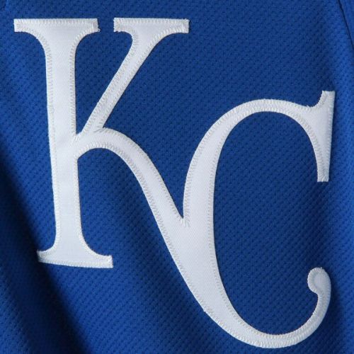  Men's Kansas City Royals Majestic RoyalWhite Authentic Collection On-Field 34-Sleeve Batting Practice Jersey