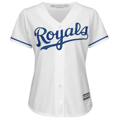  Women's Kansas City Royals Lorenzo Cain Majestic White Home Cool Base Player Jersey