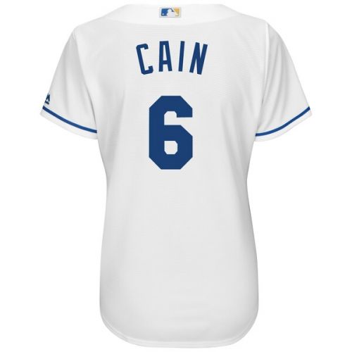  Women's Kansas City Royals Lorenzo Cain Majestic White Home Cool Base Player Jersey