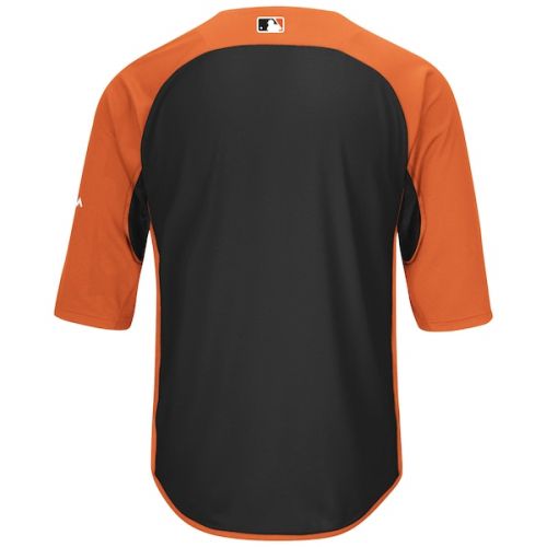  Men's Baltimore Orioles Majestic OrangeBlack Authentic Collection On-Field 34-Sleeve Batting Practice Jersey