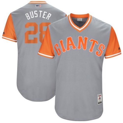  Men's San Francisco Giants Buster Posey "Buster" Majestic Gray 2017 Players Weekend Authentic Jersey