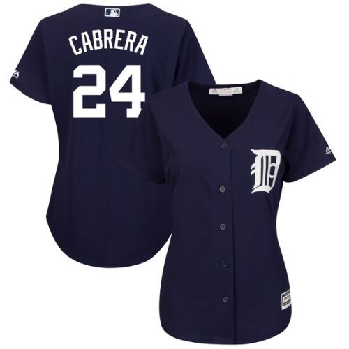  Women's Detroit Tigers Miguel Cabrera Majestic Fashion Navy Plus Size Cool Base Player Jersey