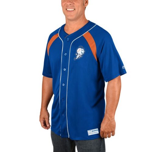  Men's New York Mets Majestic RoyalOrange Cooperstown Collection Peak Power Fashion Jersey