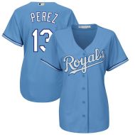 Women's Kansas City Royals Salvador Perez Majestic Light Blue Alternate Cool Base Player Jersey