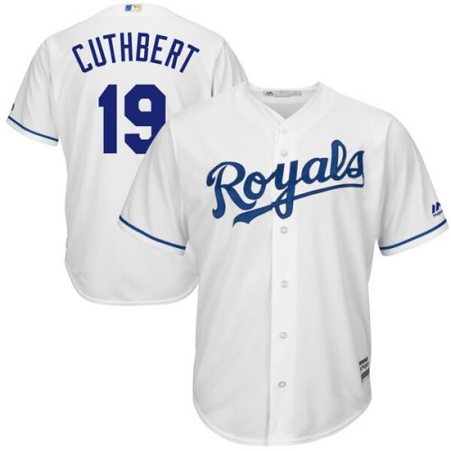  Men's Kansas City Royals Cheslor Cuthbert Majestic White Cool Base Player Jersey