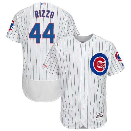  Men's Chicago Cubs Anthony Rizzo Majestic Home WhiteRoyal Flex Base Authentic Collection Player Jersey