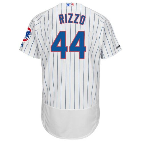  Men's Chicago Cubs Anthony Rizzo Majestic Home WhiteRoyal Flex Base Authentic Collection Player Jersey