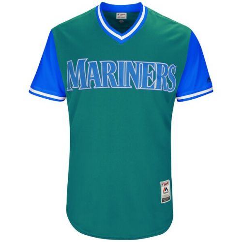  Men's Seattle Mariners Majestic Aqua 2017 Players Weekend Authentic Team Jersey