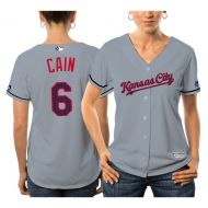 Women's Kansas City Royals Majestic Gray Fashion Stars & Stripes Cool Base Player Jersey