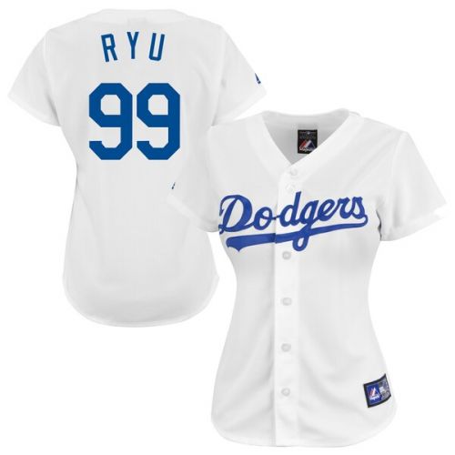  Women's Los Angeles Dodgers Hyun-Jin Ryu Majestic White Player Replica Jersey