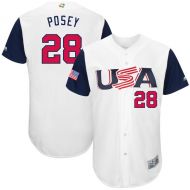 Men's USA Baseball Buster Posey Majestic White 2017 World Baseball Classic Authentic Jersey