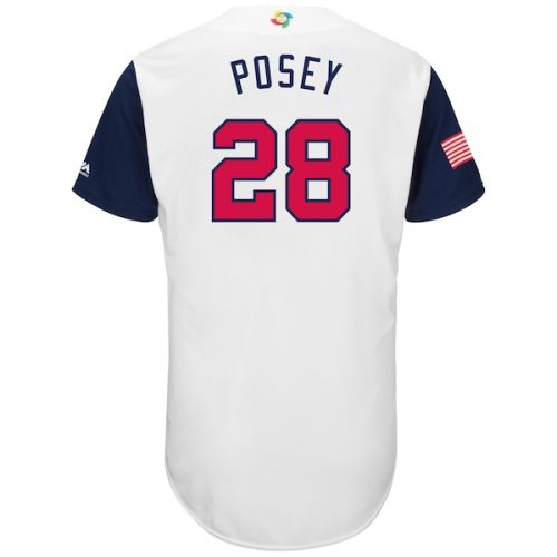  Men's USA Baseball Buster Posey Majestic White 2017 World Baseball Classic Authentic Jersey