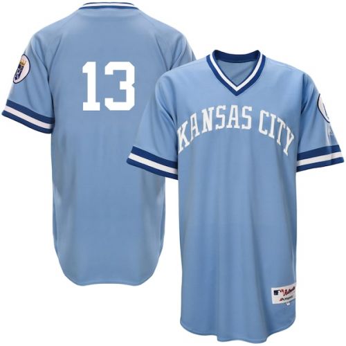  Men's Kansas City Royals Salvador Perez Majestic Light Blue Authentic 1976 Turn Back the Clock Player Jersey