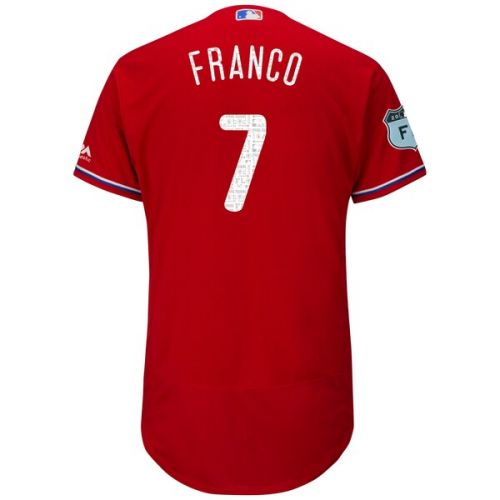  Men's Philadelphia Phillies Maikel Franco Majestic Scarlet 2017 Spring Training Authentic Flex Base Player Jersey