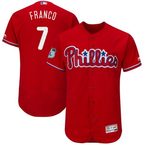  Men's Philadelphia Phillies Maikel Franco Majestic Scarlet 2017 Spring Training Authentic Flex Base Player Jersey