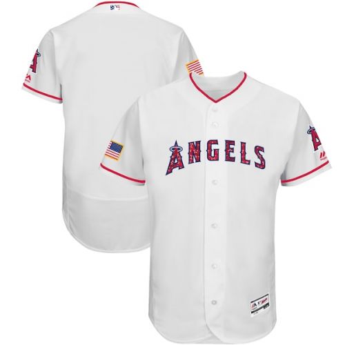  Men's Los Angeles Angels Majestic White 2017 Stars & Stripes Authentic Collection Flex Base Team Jersey