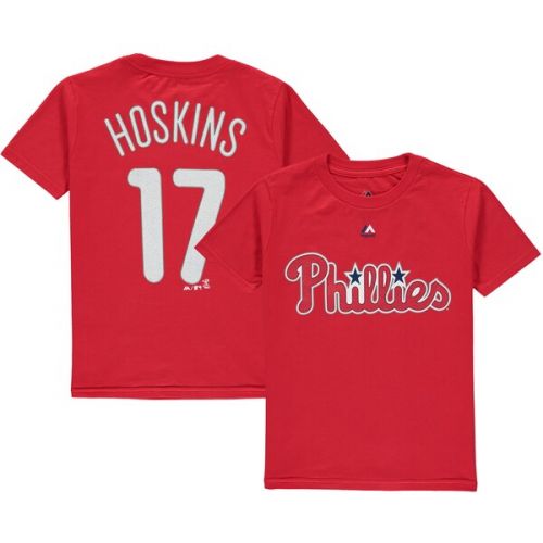  Youth Philadelphia Phillies Rhys Hoskins Majestic Red Player Name & Number T-Shirt