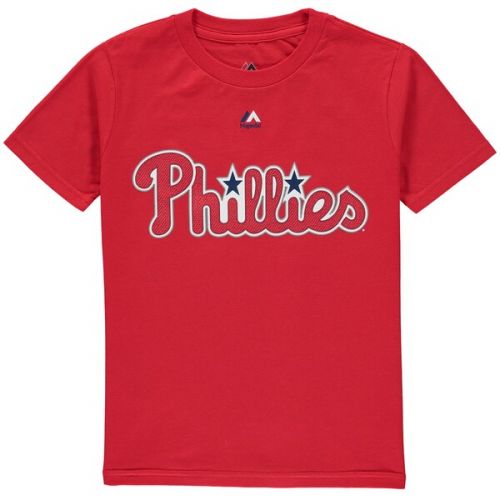  Youth Philadelphia Phillies Rhys Hoskins Majestic Red Player Name & Number T-Shirt