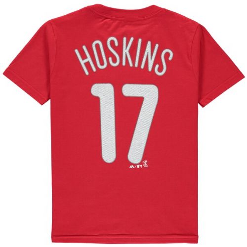  Youth Philadelphia Phillies Rhys Hoskins Majestic Red Player Name & Number T-Shirt