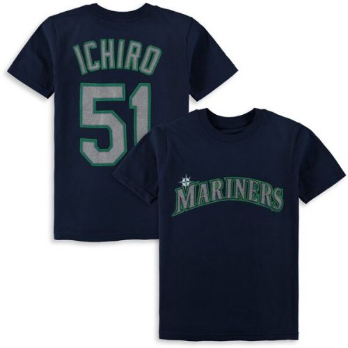  Youth Seattle Mariners Ichiro Suzuki Majestic Navy Name & Number T-Shirt