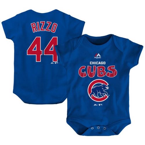  Newborn & Infant Chicago Cubs Anthony Rizzo Majestic Royal Stitched Player Name & Number Bodysuit