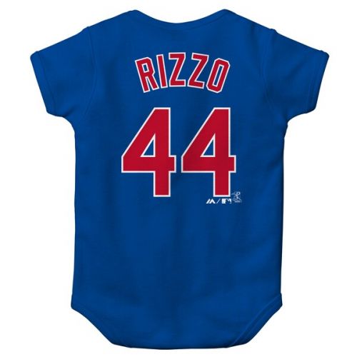  Newborn & Infant Chicago Cubs Anthony Rizzo Majestic Royal Stitched Player Name & Number Bodysuit