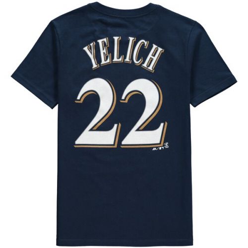  Youth Milwaukee Brewers Christian Yelich Majestic Navy Name & Number T-Shirt