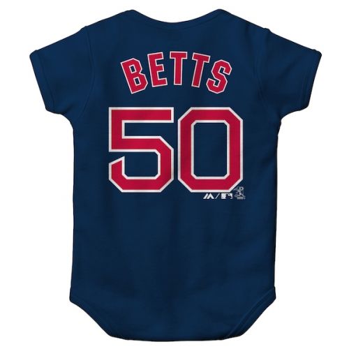  Newborn & Infant Boston Red Sox Mookie Betts Majestic Navy Stitched Player Name & Number Bodysuit