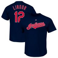 Youth Cleveland Indians Francisco Lindor Majestic Navy Player Name & Number T-Shirt