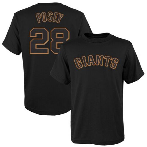  Youth San Francisco Giants Buster Posey Majestic Black Player Name & Number T-Shirt