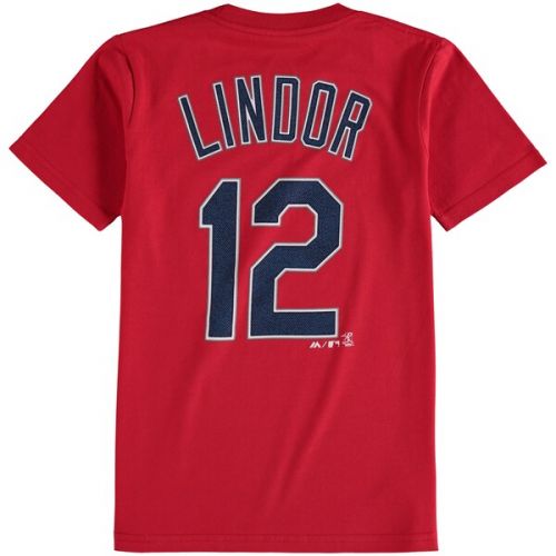  Youth Cleveland Indians Francisco Lindor Majestic Red Player Name & Number T-Shirt