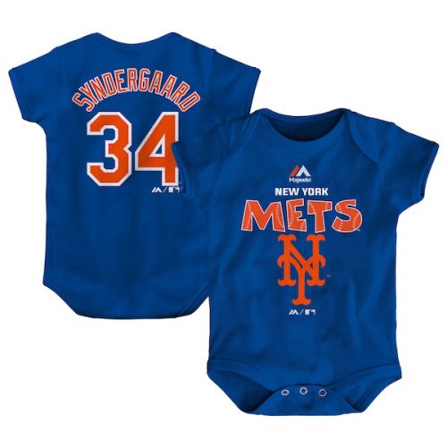  Newborn & Infant New York Mets Noah Syndergaard Majestic Royal Stitched Player Name & Number Bodysuit