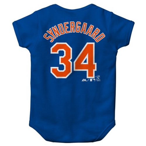  Newborn & Infant New York Mets Noah Syndergaard Majestic Royal Stitched Player Name & Number Bodysuit