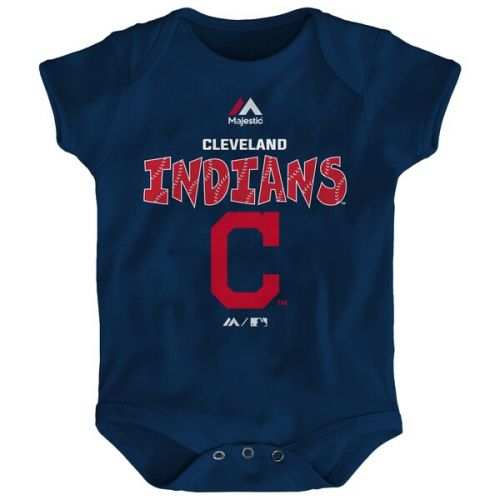  Newborn & Infant Cleveland Indians Francisco Lindor Majestic Navy Stitched Player Name & Number Bodysuit